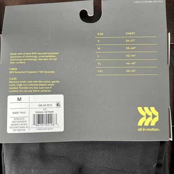 All In Motion Mid-Weight Thermal Shirt/Pant set Size Medium Black NWT - Picture 4 of 5